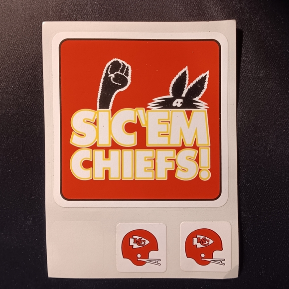 Other - 1983 Vintage Kansas City "SIC'EM Chiefs" Promtional Stickers - Missing 1 Sticker
